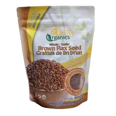 Gold Top Organics, Kosher WHOLE BROWN FLAX SEED (Flaxseeds), A Source of Omega 3 Polyunsaturated Fatty Acids - 454 g (16 oz)