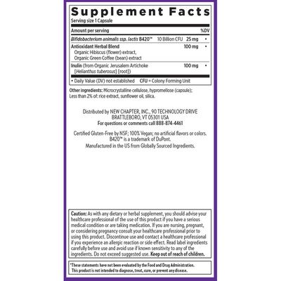 New Chapter, Kosher Daily Dual Biotic PROBIOTIC + PREBIOTICS, Healthy Gut Flora &amp; Digestive Health Support - 30 Vegetarian Capsules
