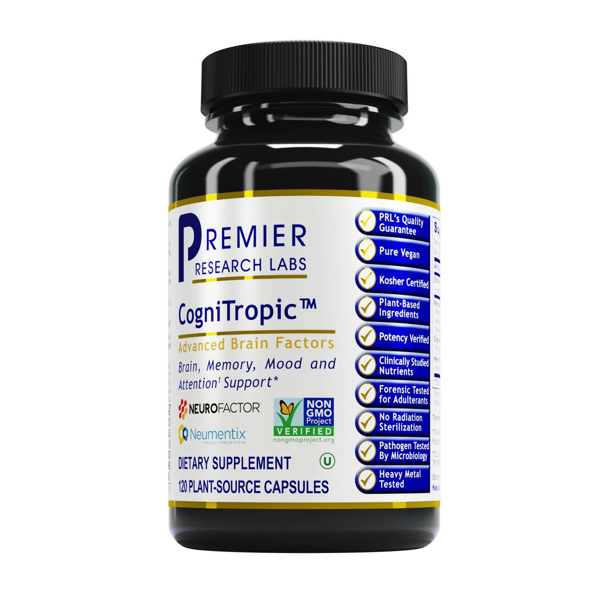 Premier Research Labs, CogniTropic, Advance Brain Factors, Brain, Memory, Mood and Attention Support - 120 Vegetarian Capsules