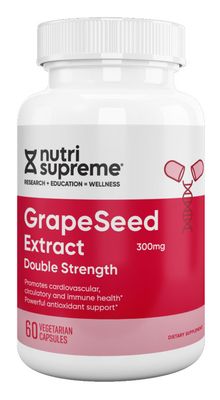Nutri Supreme, Kosher GRAPESEED Extract 300mg, Double Strength, Powerful Antioxidant Support - 60 Vegetarian Capsules #194