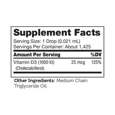 Zahlers, Kosher Vitamin D3 1000 IU Liquid Drops - 1 fl. oz. (29.6 mL)