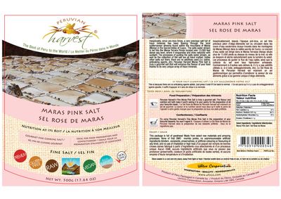 UHTCO, Peruvian Harvest, Fine Maras Mountain Pink Salt - 500 grams
