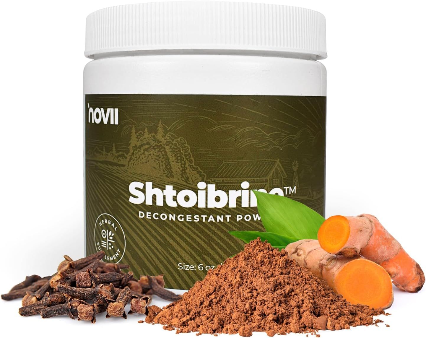 Novii, Shtoibrine Decongestant Powder, For Congestion, Mucus &amp; Sinus Relief - 6 oz. (170g) Container