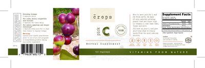 Crops, Kosher Pick Vitamin C, Camu, Thyme, Sea Buckthorn, Broccoli Sprout - 130 Vegetarian Capsules