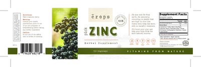 Crops, Kosher Pick ZINC - 130 Vegetarian Capsules