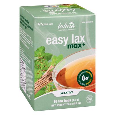 Virage Sante, BOX: Lalma, Kosher EASY LAX MAX+, Digestive Health Herbal Tea - 16 Tea Bags of 1.5 g