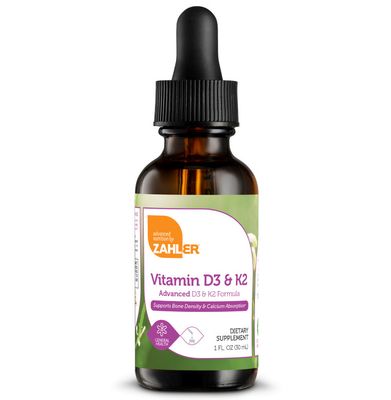 Zahlers, Kosher Vitamin D3 &amp; K2 Liquid Drops - 1 fl. oz. (29.6 mL)