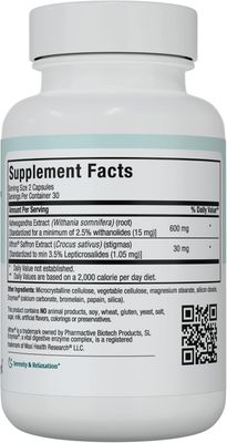 Maxi Health, Kosher ASHWAGANDHA SAFFRON COMPLEX - 60 Vegetarian Capsules