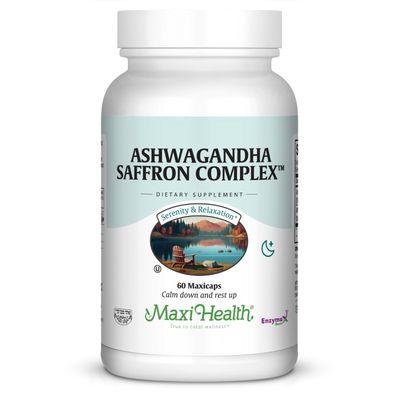 Maxi Health, Kosher ASHWAGANDHA SAFFRON COMPLEX - 60 Vegetarian Capsules