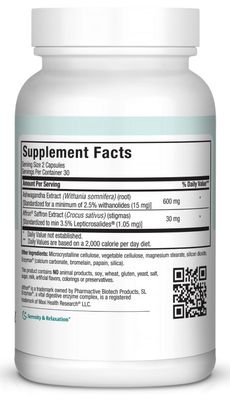 Maxi Health, Kosher ASHWAGANDHA SAFFRON COMPLEX - 60 Vegetarian Capsules