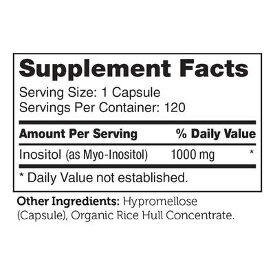 Zahlers, Kosher Inositol 1000 mg (Mood &amp; Nervous System Support) - 120 Vegetarian Capsules