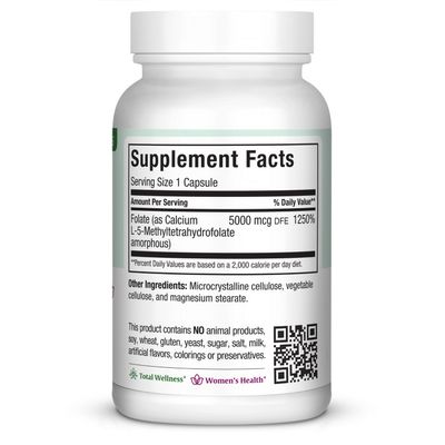 Maxi Health, Kosher MAXI METHYL FOLATE 5000mcg - 5mg - 90 Vegetarian Capsules