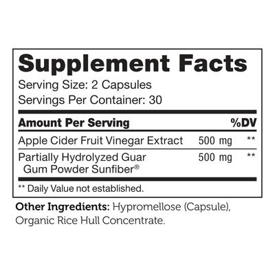 Zahler, Kosher Cider + Fiber, Apple Cider Vinegar &amp; Sunfiber - 60 Vegetarian Capsules