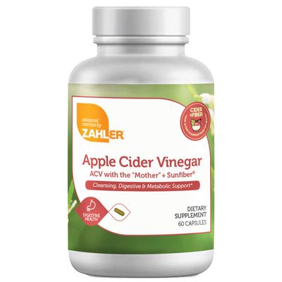 Zahler, Kosher Cider + Fiber, Apple Cider Vinegar &amp; Sunfiber - 60 Vegetarian Capsules