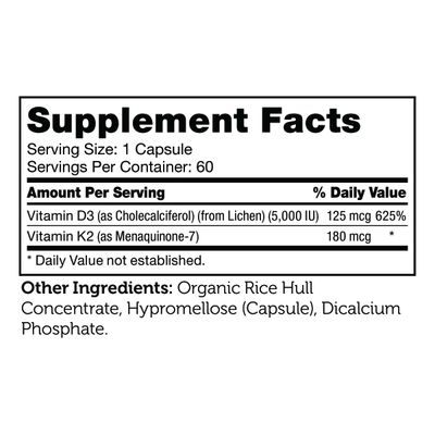 Zahlers, Kosher Advanced Vitamin D3 &amp; K2, Supports Bone Density - 60 Vegetarian Capsules