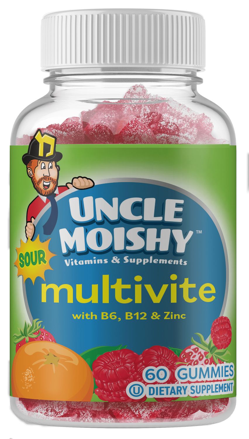 Uncle Moishy, Kosher Sour MULTIVITE Multivitamins, with B6, B12 &amp; Zinc - 60 Gummies