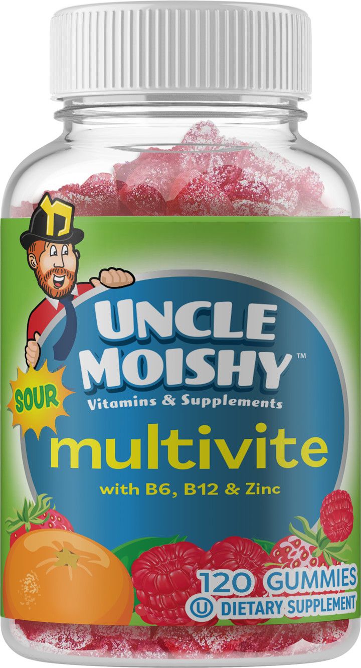 Uncle Moishy, Kosher Sour MULTIVITE Multivitamins, with B6, B12 &amp; Zinc - 120 Gummies