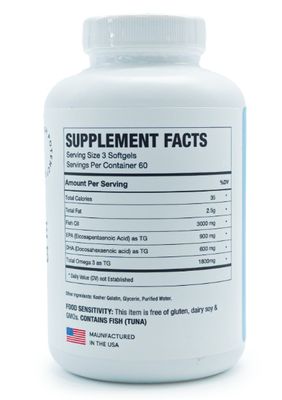 Synergetics, Kosher PREMIUM OMEGA-3 Concentrated Fish Oil High EPA/DHA - 180 Softgels
