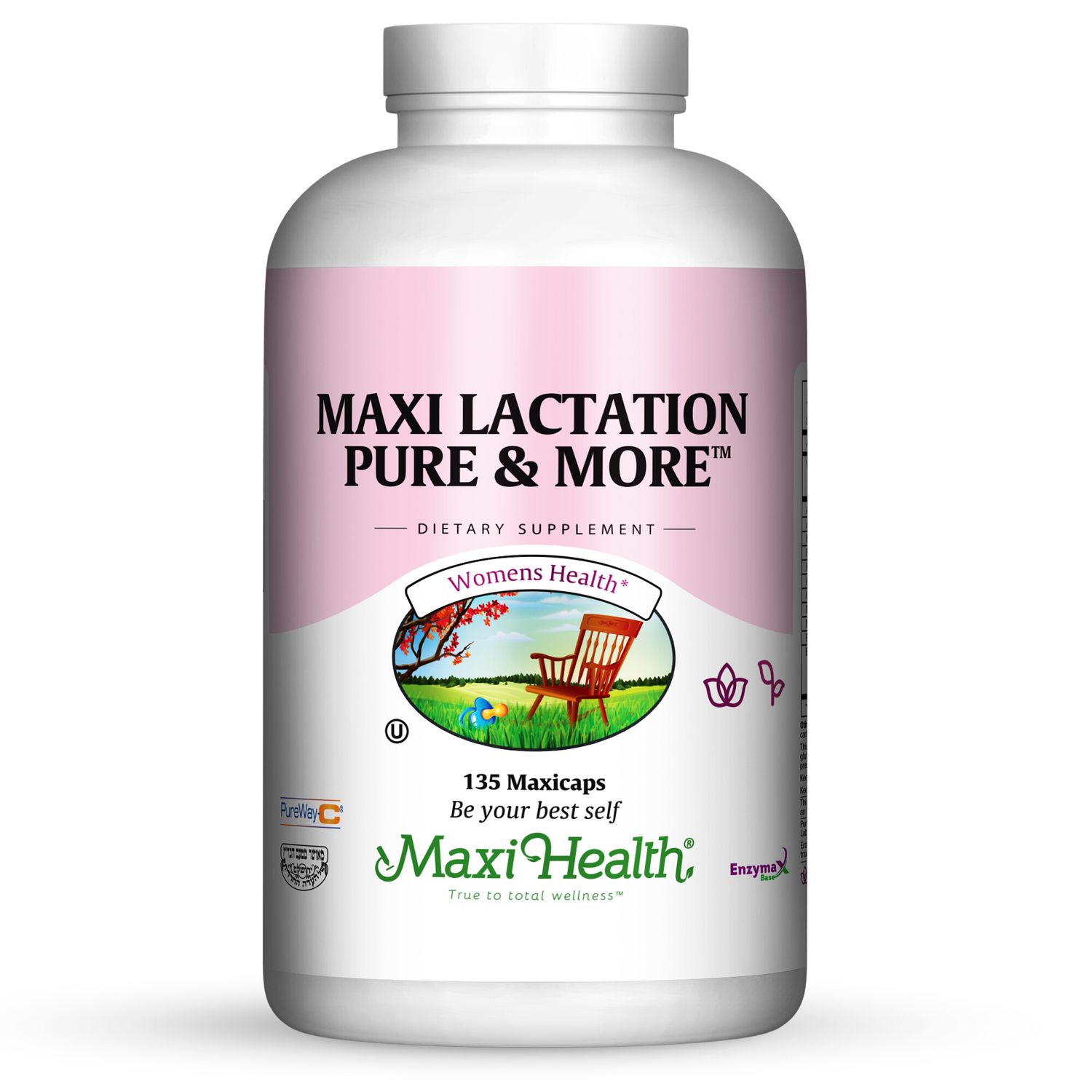 Maxi Health, Kosher MAXI LACTATION PURE &amp; MORE, Size: 135 Vegetarian Capsules