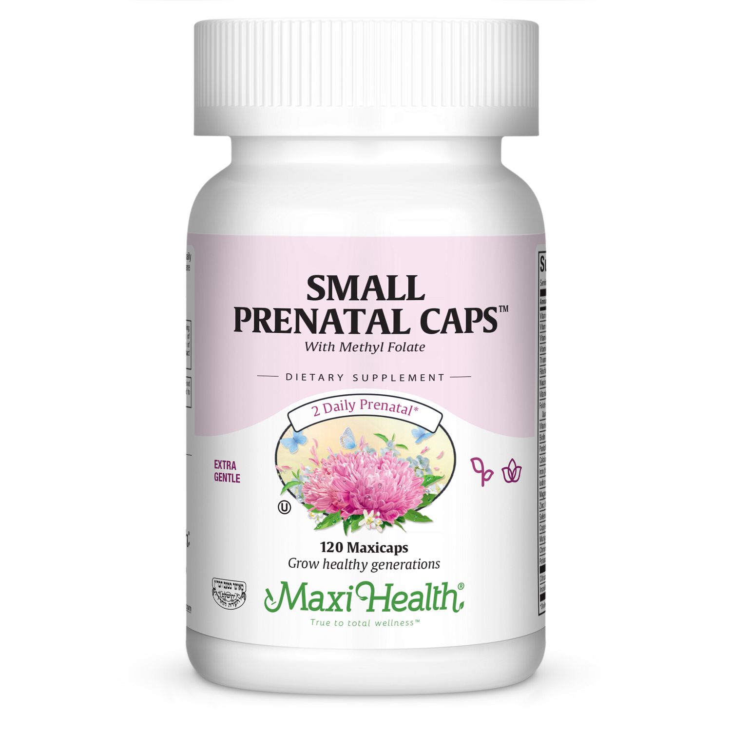 Maxi Health, Kosher SMALL PRENATAL CAPS - Certified Chometz Free, Size: 120 Vegetarian Capsules