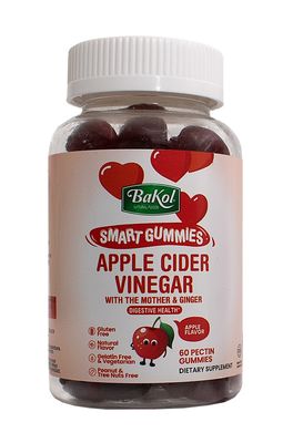 Bakol, Smart Gummies APPLE CIDER VINEGAR, With the Mother &amp; Ginger, Apple Flavor - 60 Pectin Gummies
