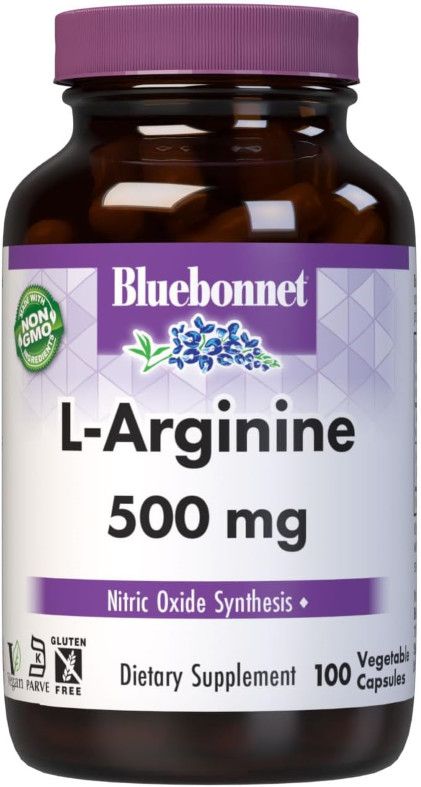 Bluebonnet, Kosher L-ARGININE 500mg, Nitric Oxide Synthesis - 100 Vegetarian Capsules
