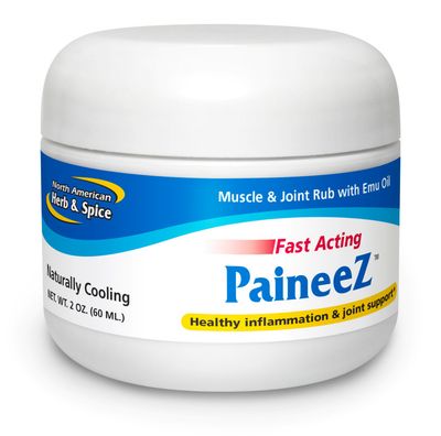 North American Herb &amp; Spice, Fast Acting PAINEEZ Muscle &amp; Joint Rub, With Emu Oil, Healthy Inflammation &amp; Joint Support, Cream - 2 oz. (60 mL)