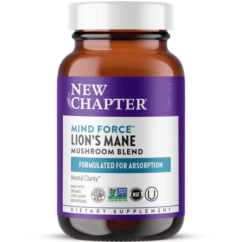 New Chapter, Kosher Mind Force LION'S MANE Mushroom Blend, Formulated for Absorption, For Mental Clarity - 60 Vegetarian Capsules