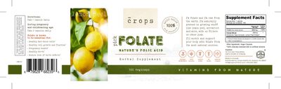 Crops, Kosher Pick FOLATE 600mcg, Nature's Folic Acid - 160 Vegetarian Capsules