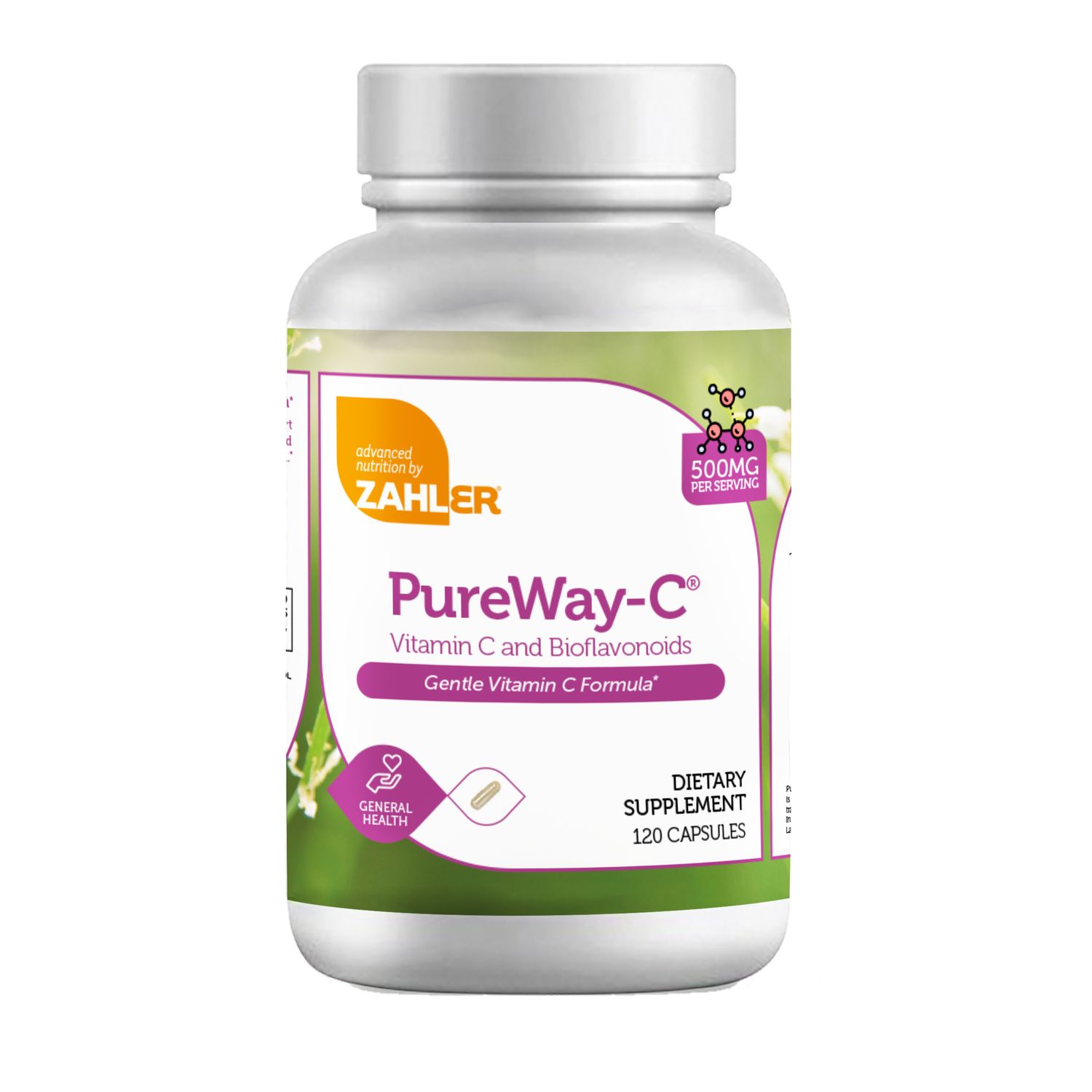Zahlers, Kosher PureWay-C 500+ mg (Vitamin C with Bioflavonoid), Size: 120 Vegetarian Capsules
