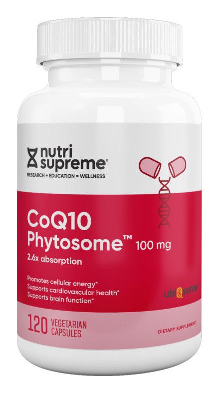 Nutri Supreme, Kosher COENZYME COQ10 PHYTOSOME 100mg, 2.6x Absorption, Promotes Cellular Energy - 120 Vegetarian Capsules #193