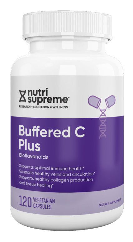 Nutri Supreme, Kosher BUFFERED C PLUS BIOFLAVONOIDS, For Superior Tolerance + Absorption &amp; Synergistic Support - 120 Vegetarian Capsules #90