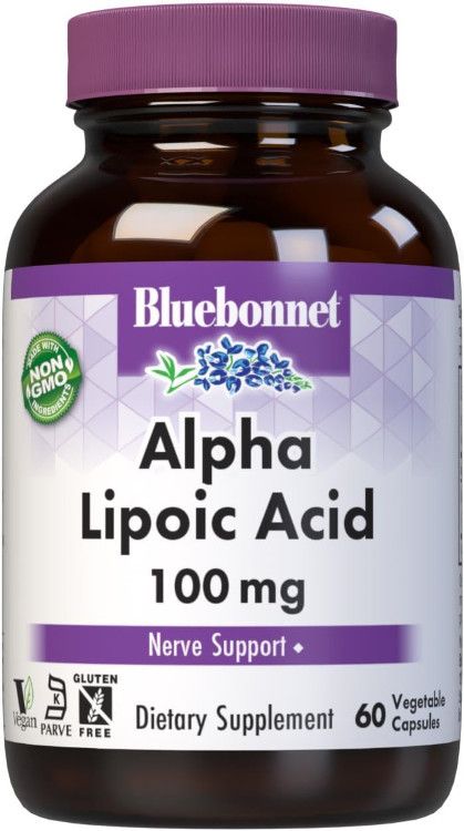 Bluebonnet, Kosher ALPHA LIPOIC ACID 100 mg, Nerve Support - 60 Vegetarian Capsules
