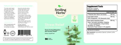 Smiling Herbs, Kosher STRESS RELIEF, Quick Acting Relaxation &amp; Anxiety Relief - 90 Vegetarian Capsules