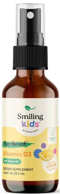 Smiling Herbs, Smiling Kids, Pure Harvest, Kosher Vitamin D3 with K2 Spray, Citrus Flavor - 0.84 fl. oz (29.2 mL)