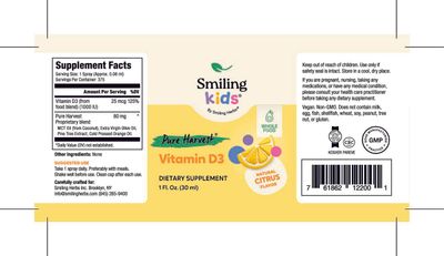 Smiling Herbs, Smiling Kids, Pure Harvest, Kosher Vitamin D3 Spray, Citrus Flavor - 1 fl. oz (30 mL)