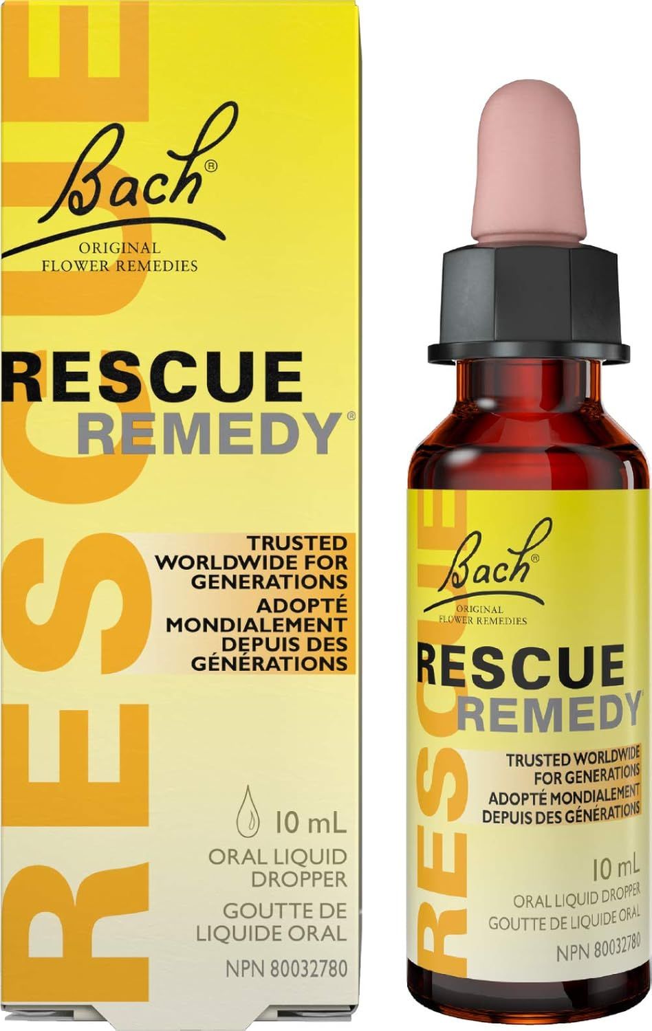 Bach, RESCUE REMEDY, Natural Stress Relief, Oral Liquid Dropper, Size: 10 mL