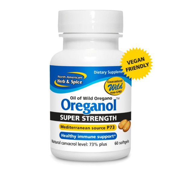 North American Herb &amp; Spice, OREGANOL, SUPER STRENGTH, Mediterranean Source P73 Oil of Wild Oregano, Size: 60 Softgels Vegetarian Gel Capsules
