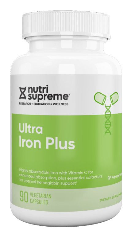 Nutri Supreme, Kosher ULTRA IRON PLUS, 27mg Iron + 250mg Vit C - 90 Vegetarian Capsules #19
