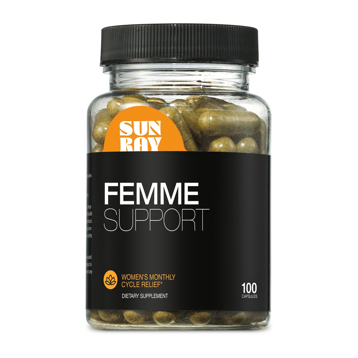 Sun Ray, FEMME SUPPORT, Women's Monthly Cycle Relief - 100 Vegetarian Capsules - Kosher For Passover
