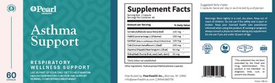 Pearl Health, Kosher ASTHMA SUPPORT, Respiratory Wellness Support - 60 Vegetarian Capsules - Kosher for Passover