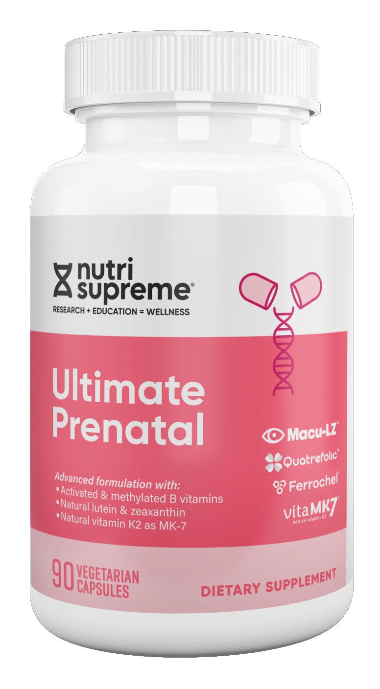 Nutri Supreme, Kosher ULTIMATE PRENATAL 1-A-Day, Advanced Formulation with Activated &amp; Methylated B Vitamins, Natural Lutein &amp; Zeaxanthin, Natural Vitamin K2 as MK-7 - 90 Vegetarian Capsules #40