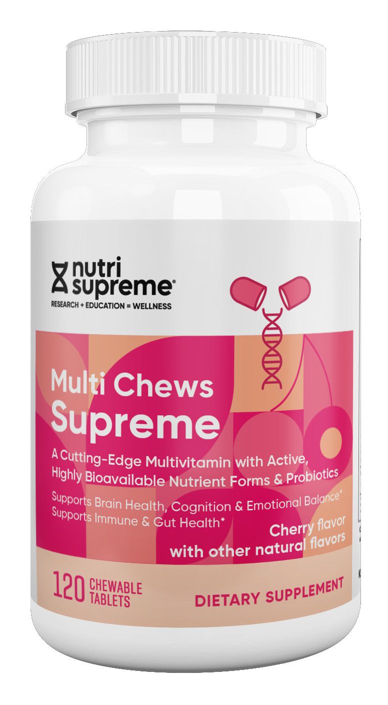 Nutri Supreme, Kosher MULTI CHEWS SUPREME, Supports Brain Health + Cognition &amp; Emotional Balance, Cherry Flavor - 120 Chewable Tablets #82