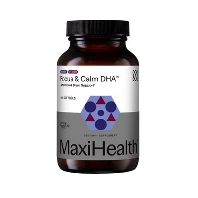 Maxi Health, Kosher FOCUS &amp; CALM DHA, Attention &amp; Brain Support (Pure &amp; Natural Omega-3 Fish Oil) - 60 Mini Softgels - Easy to Swallow