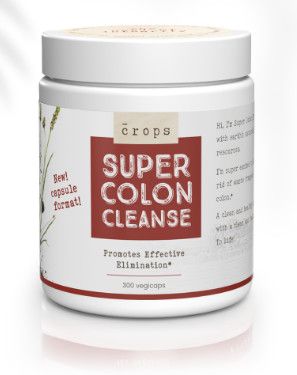 Crops, Kosher SUPER COLON CLEANSE (Fiber with Clay and Charchoal), Promotes Effective Elimination - 300 Vegetarian Capsules