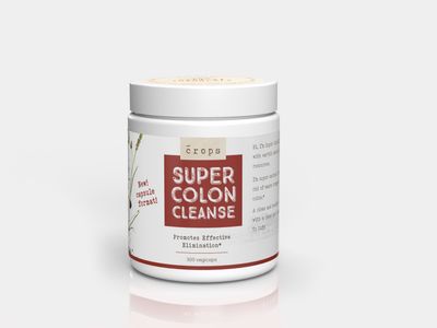 Crops, Kosher SUPER COLON CLEANSE (Fiber with Clay and Charchoal), Promotes Effective Elimination - 300 Vegetarian Capsules