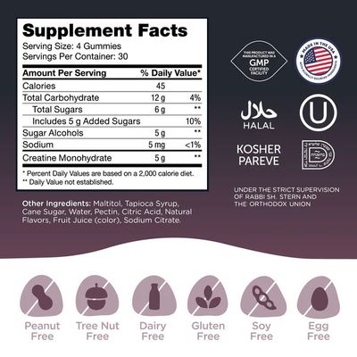 Chapter Six by Zahler, Kosher CREATINE GUMMIES, Supports Muscle Strength &amp; Performance, Mixed Berries Flavor - 120 Gummies