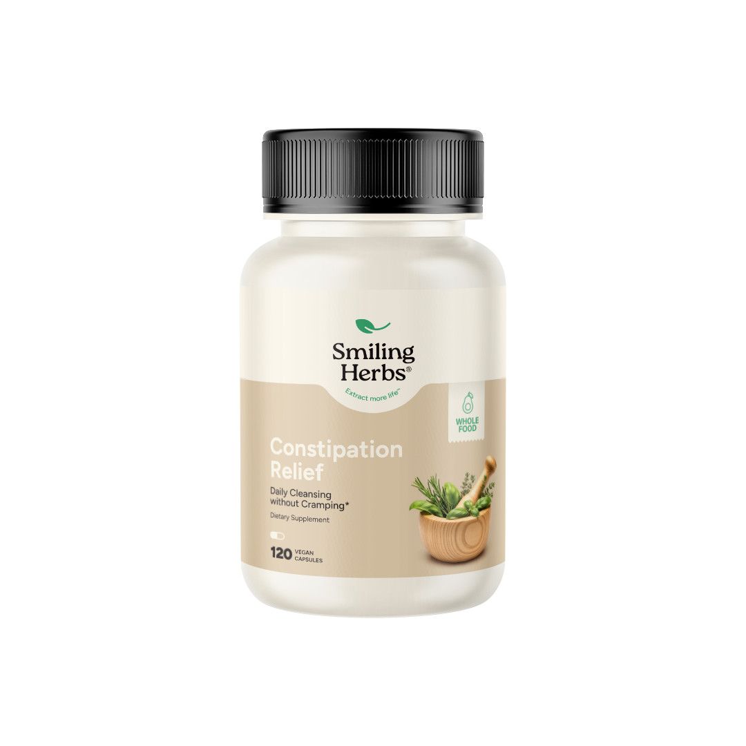 Smiling Herbs, Kosher Constipation Relief, Daily Cleansing Without Cramping, Size: 120 Vegetarian Capsules - Kosher for Passover