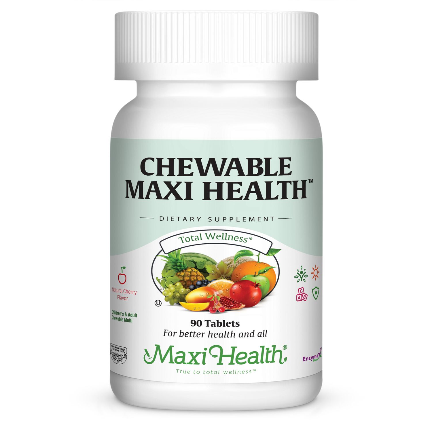 Maxi Health, Kosher CHEWABLE MAXI HEALTH, Cherry Flavor, Size: 90 Chewable Tablets