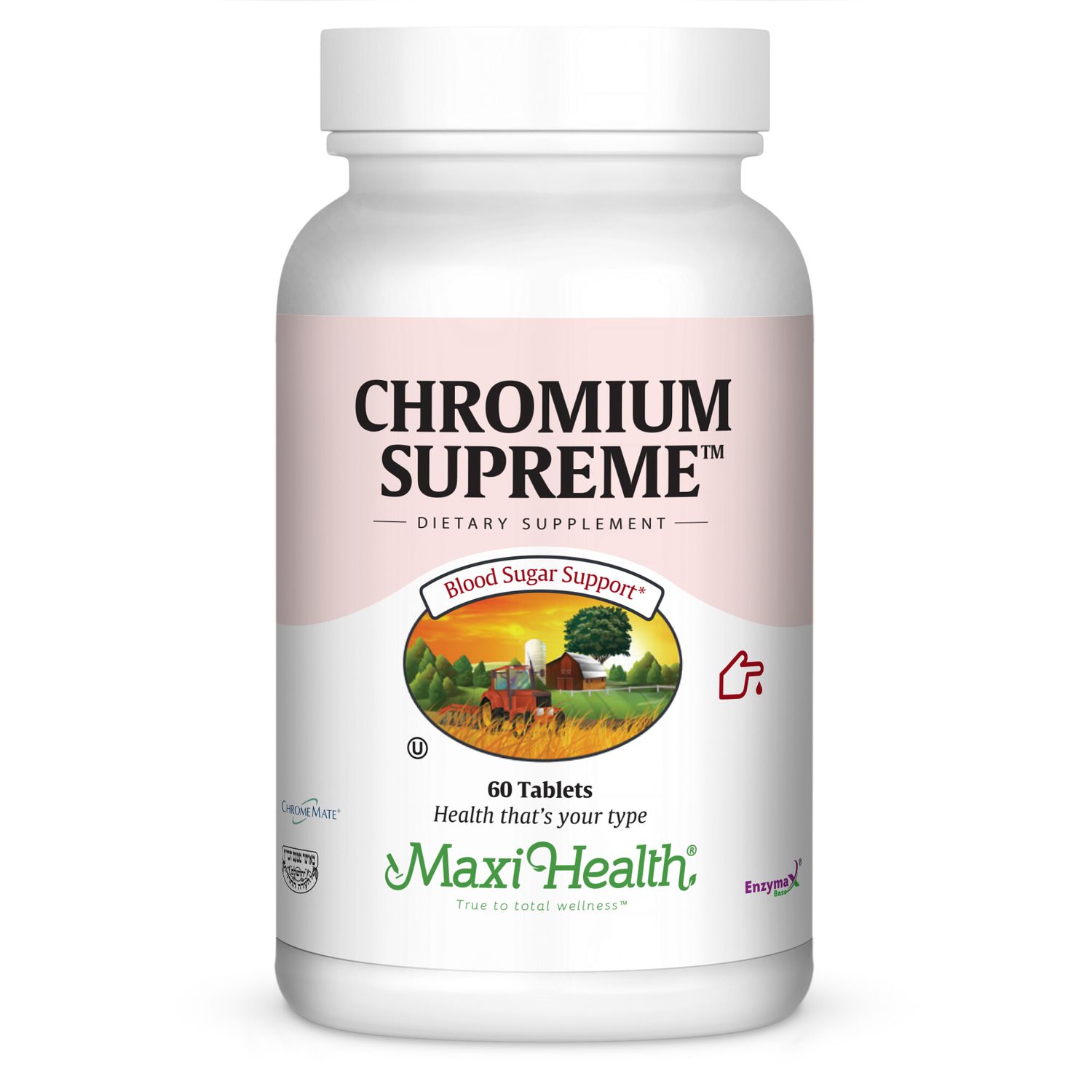 Maxi Health, Kosher CHROMIUM SUPREME, Blood Sugar Support, Size: 60 Tablets